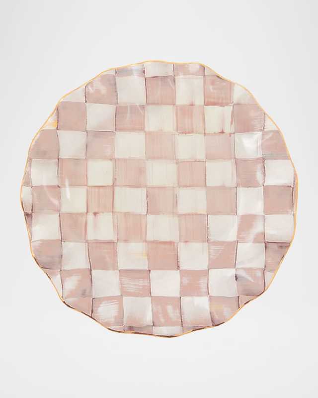 Rosy Check Ceramic Fluted Dinner Plate
